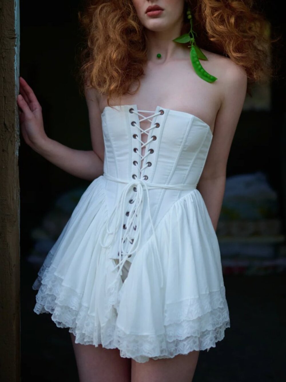 Selkie The Victorian Corset White Ivory Tunic Small